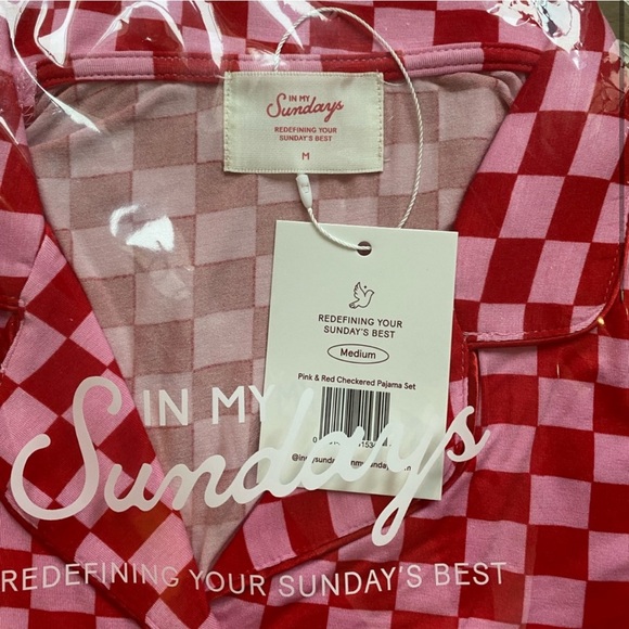 In My Sundays Medium Pink Checker PJs - Picture 2 of 2